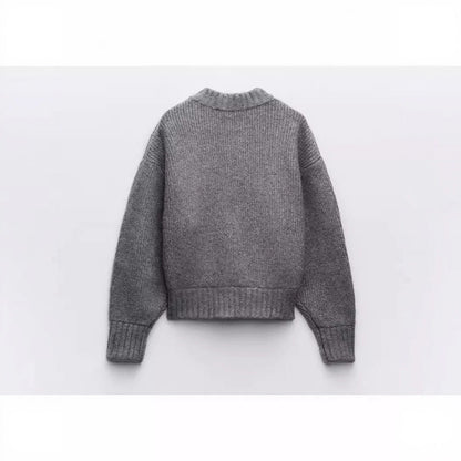 Damen Strickjacke Voluminöse Ärmel Reißverschluss Norvielle
