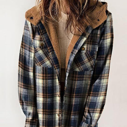 Damen Flanelljacke Gefütterte Kapuze Norvielle