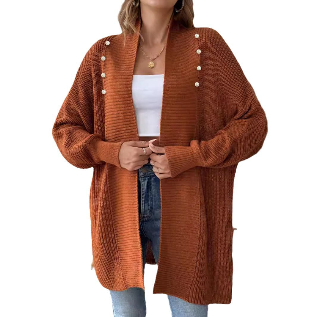 Damen Strickjacke Perlknöpfe Elegantes Design Norvielle