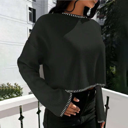 Damen Kurzpullover Strukturiert Lässig Norvielle