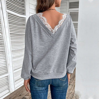 Damen Übergangsoberteil V-Ausschnitt Alltagsdesign