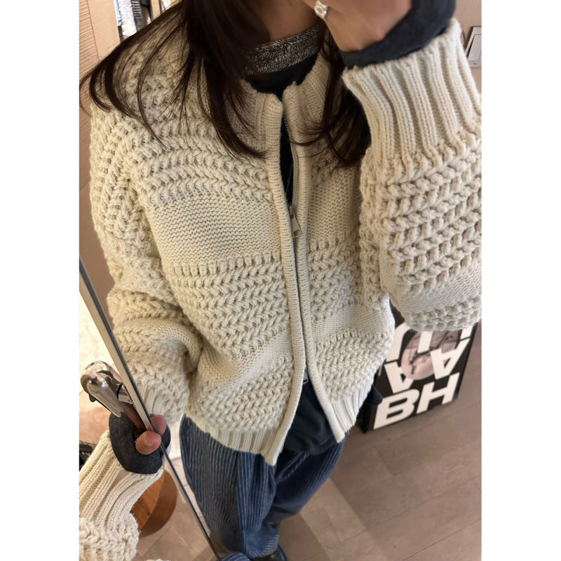 Damen Strickjacke Komfort Strukturiert Beige Norvielle - Norvielle