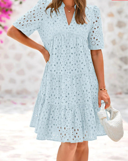 Damen Sommerkleid Luftiges Lochmuster Norvielle