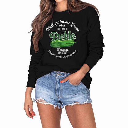 Damen Sweatshirt Gurkenmotiv Kreativer Druck Norvielle - Norvielle