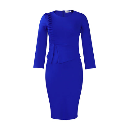 Damen Kleid Figurbetont Rüschendetails Tailleneinsatz Norvielle