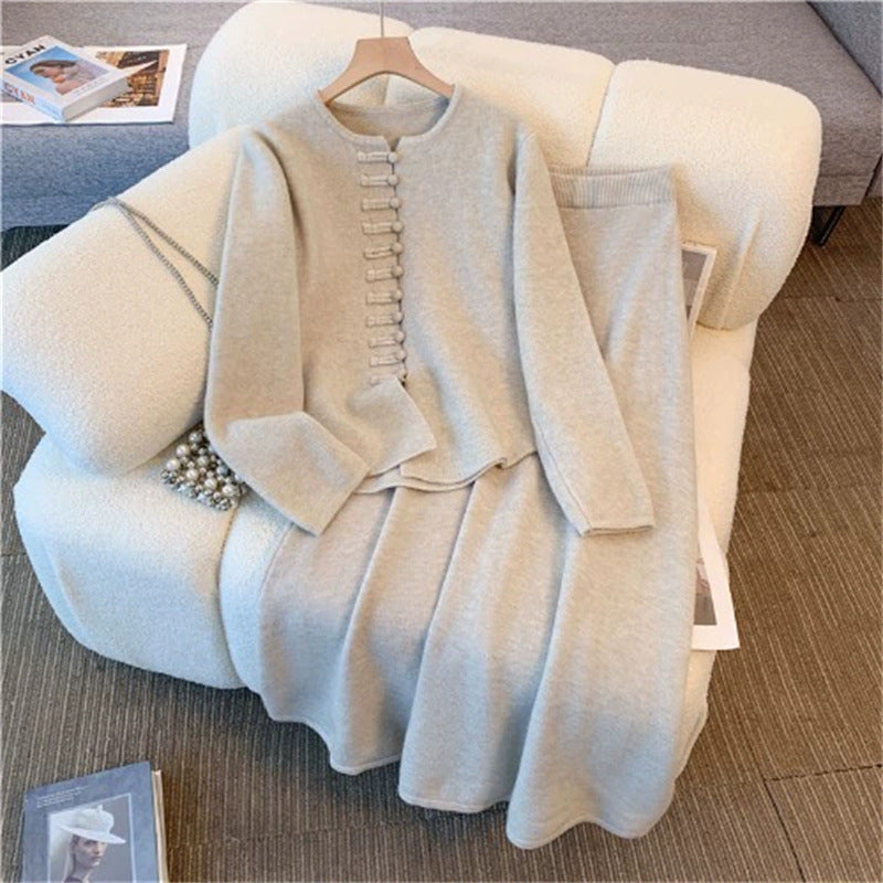 Damen Strickensemble Dekorative Knöpfe Eleganter Schnitt Norvielle