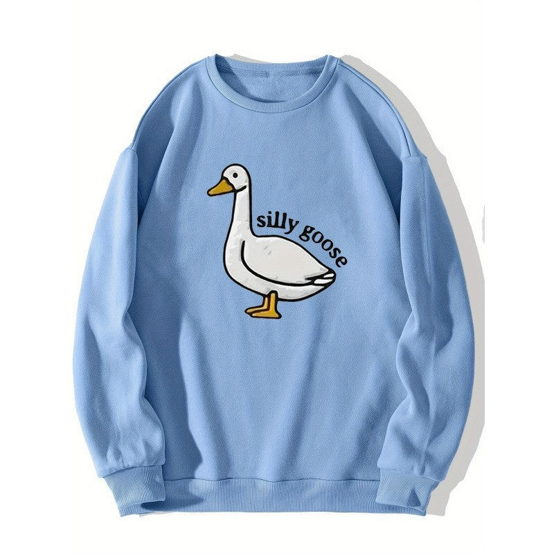Damen Sweatshirt Entenmotiv Lässig Grün