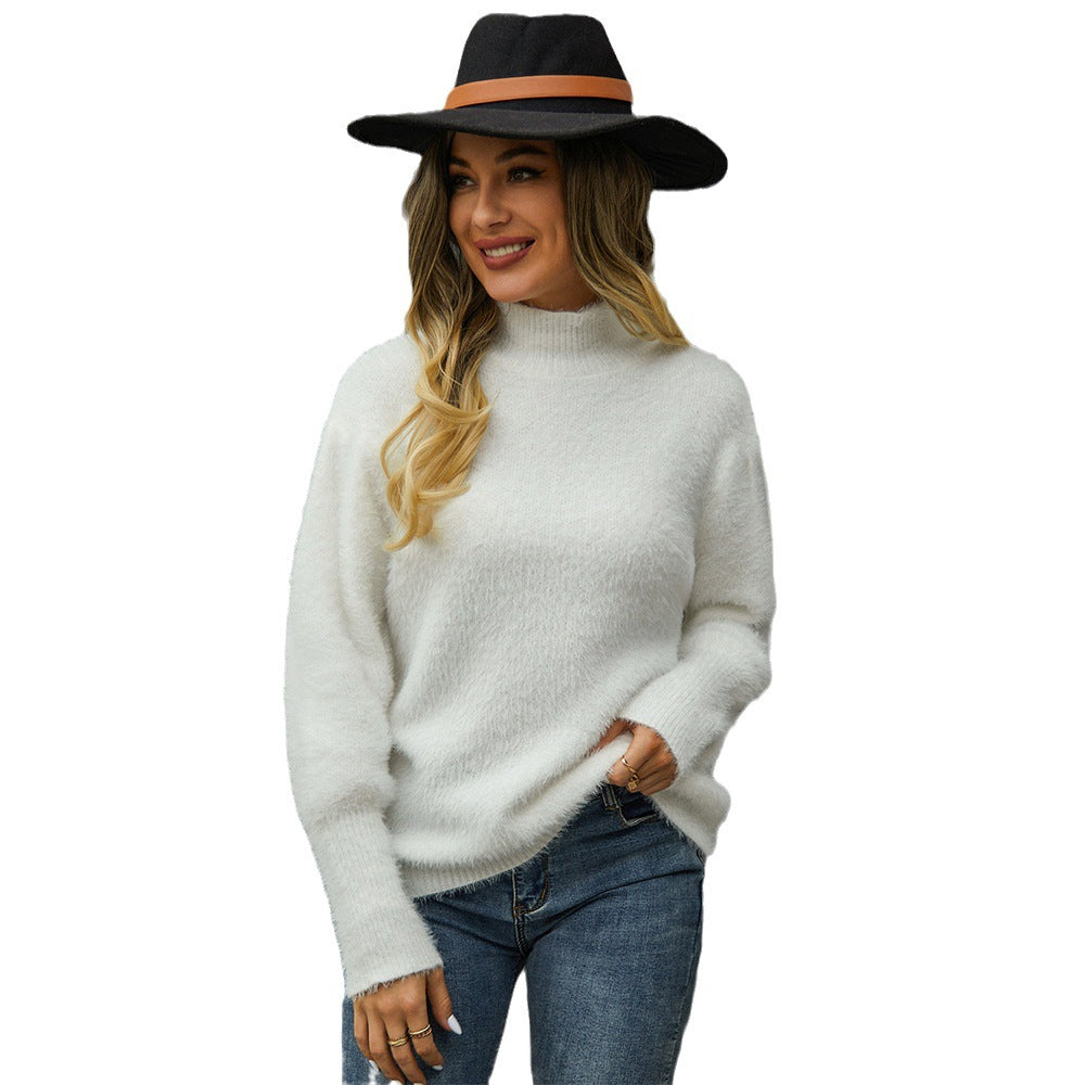 Damen Hochkragenpullover Voluminöse Ärmel Norvielle