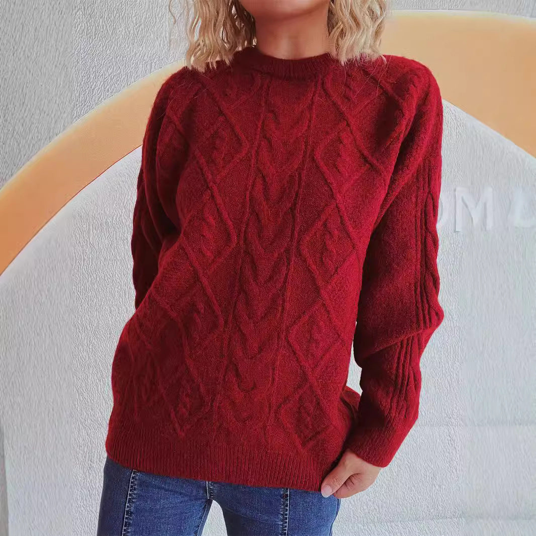Damen Strickpullover Grobstruktur Zopf-Design Norvielle