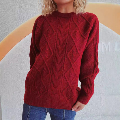 Damen Strickpullover Grobstruktur Zopf-Design Norvielle