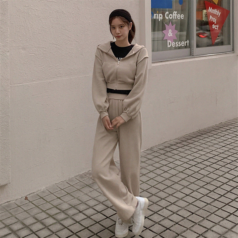 Damen Sportliches Lounge-Set mit Kapuzenpullover und weiten Hosen
