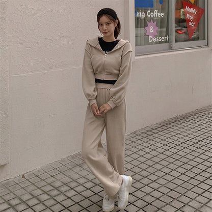 Damen Sportliches Lounge-Set mit Kapuzenpullover und weiten Hosen