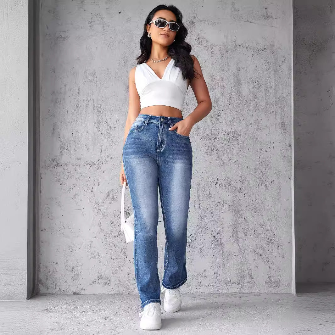 Damen High Waist Jeans Flare Bein Norvielle