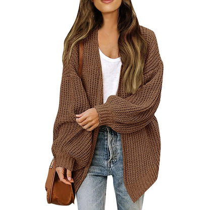 Damen Grobstrickjacke Lässiger Schnitt Überschnittene Schultern