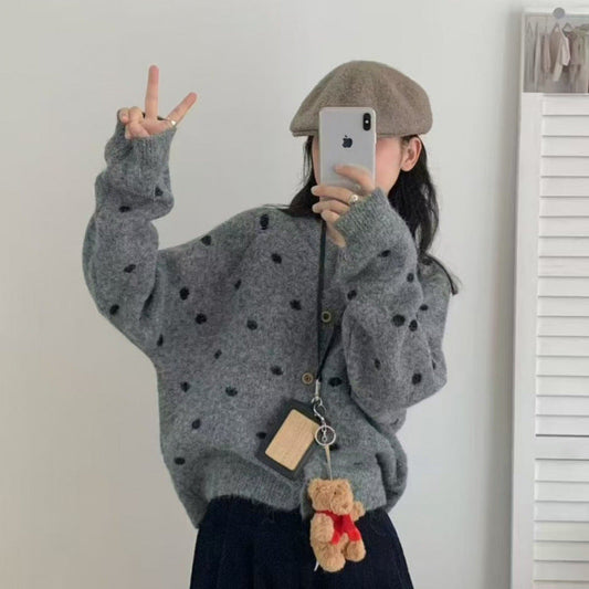 Damen Strickpullover Kuschelig Punktmuster Norvielle - Norvielle