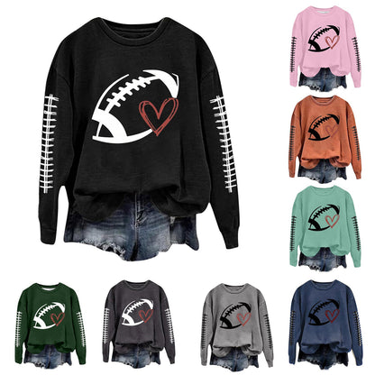 Damen Sweatshirt Fußball-Motiv Lässiger Schnitt Grau