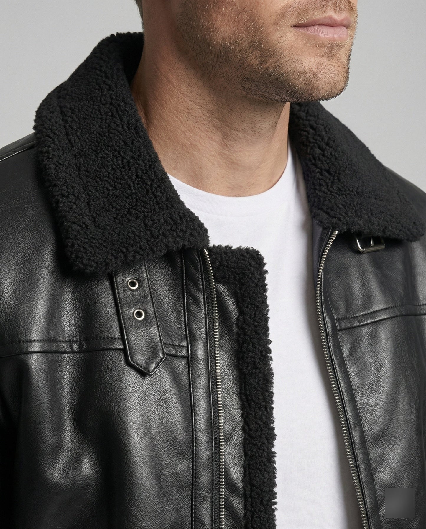 Herren Kunstlederjacke Kragen