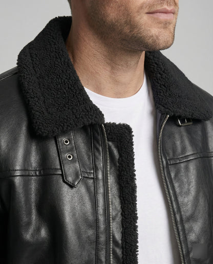 Herren Kunstlederjacke Kragen