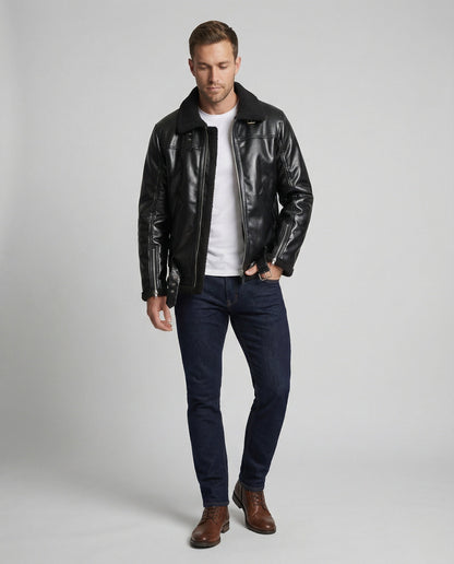 Herren Kunstlederjacke Kragen