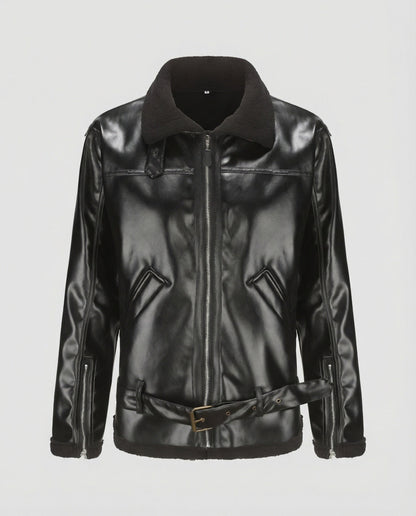 Herren Kunstlederjacke Kragen