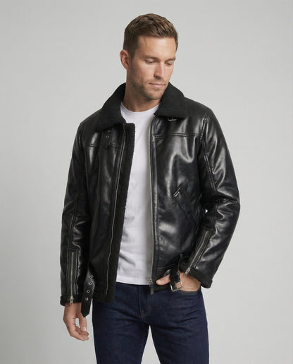 Herren Kunstlederjacke Kragen