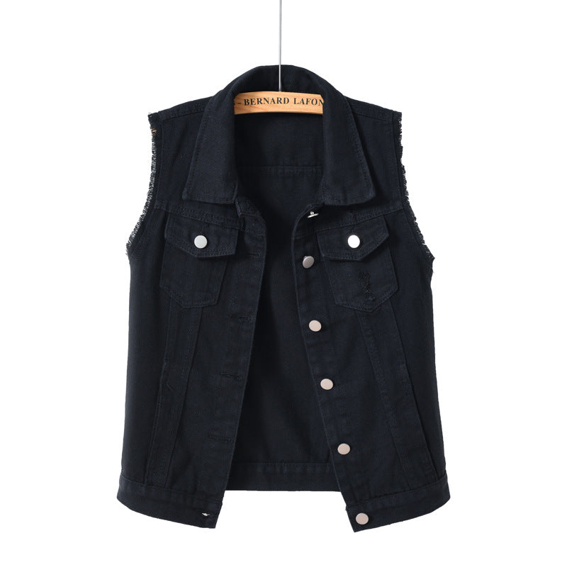 Damen Jeansweste Lässig Mit Taschen