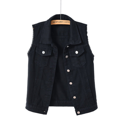 Damen Jeansweste Lässig Mit Taschen