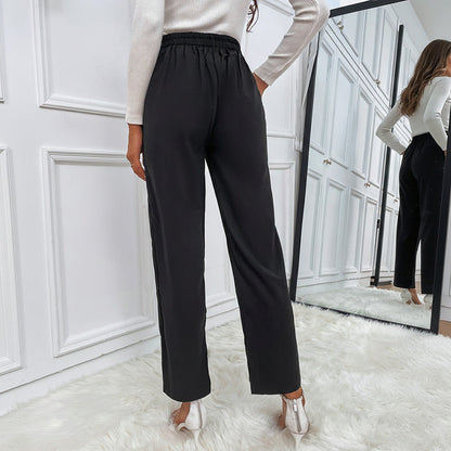 Damen Hochtaillierte Bundfaltenhose mit Knöpfen Norvielle