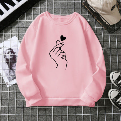 Damen Sweatshirt Weiches Innenfutter Handzeichen-Motiv Norvielle