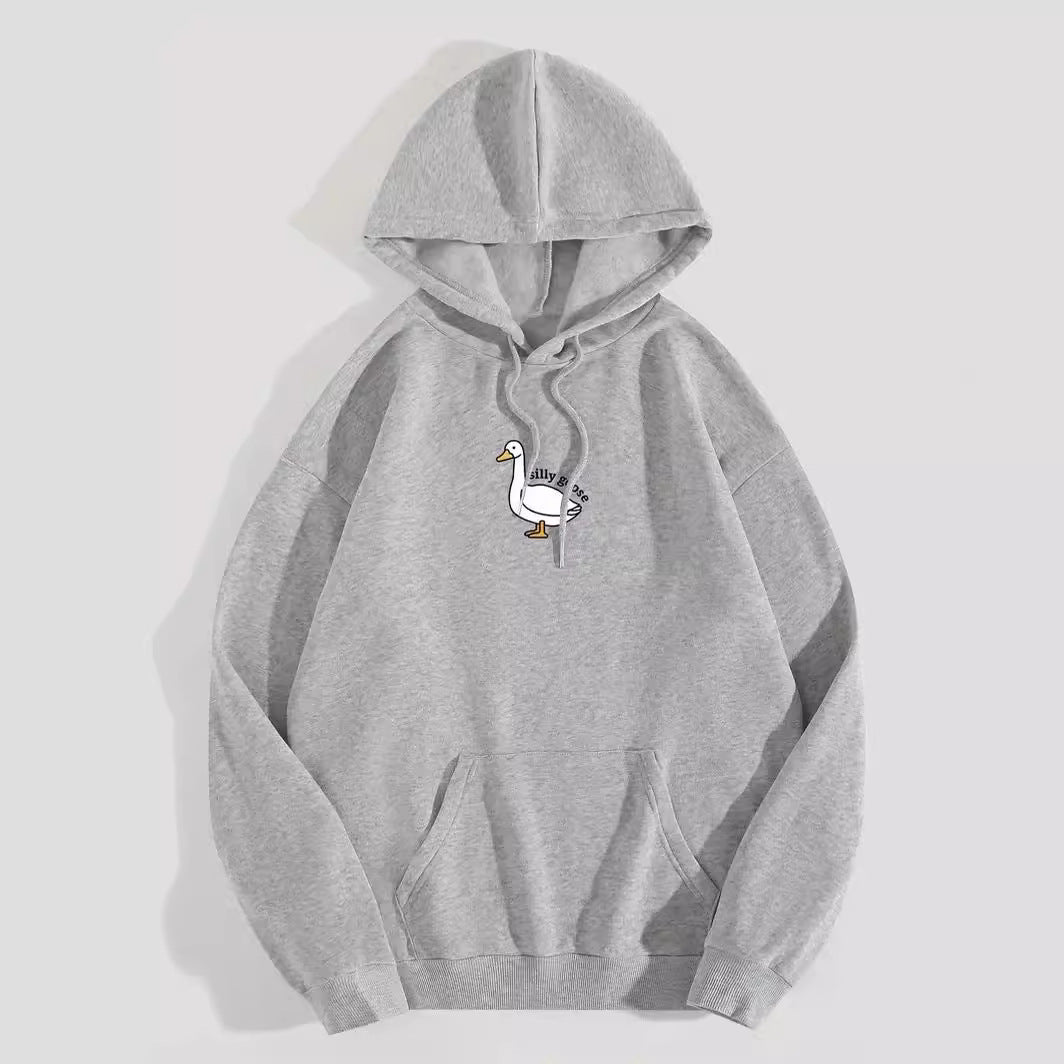 Damen Kapuzenpullover Gänsemotiv Weiches Fleece Innen Norvielle