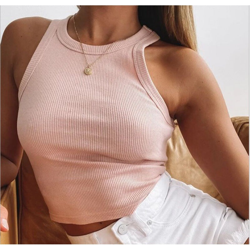 Damen Cropped Rippstruktur Breite Träger Norvielle