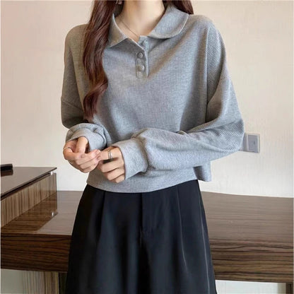 Damen Poloshirt Pullover mit Knöpfen Norvielle