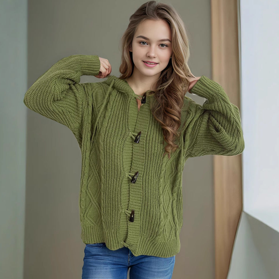Damen Grobstrick Cardigan mit Zopfmuster