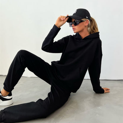 Damen Hoodie Jogginghose Set Elastischer Bund Lässiger Schnitt