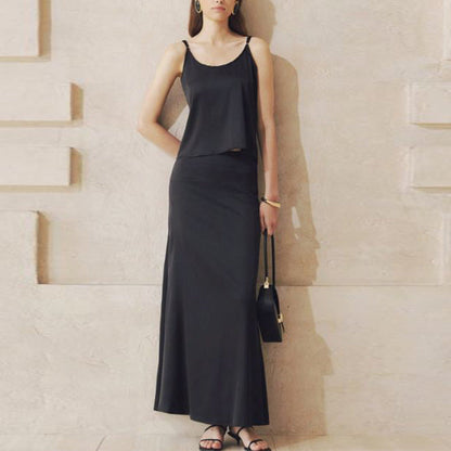 Damen Maxikleid Schwingender Rock Eleganter Ausschnitt Norvielle - Norvielle