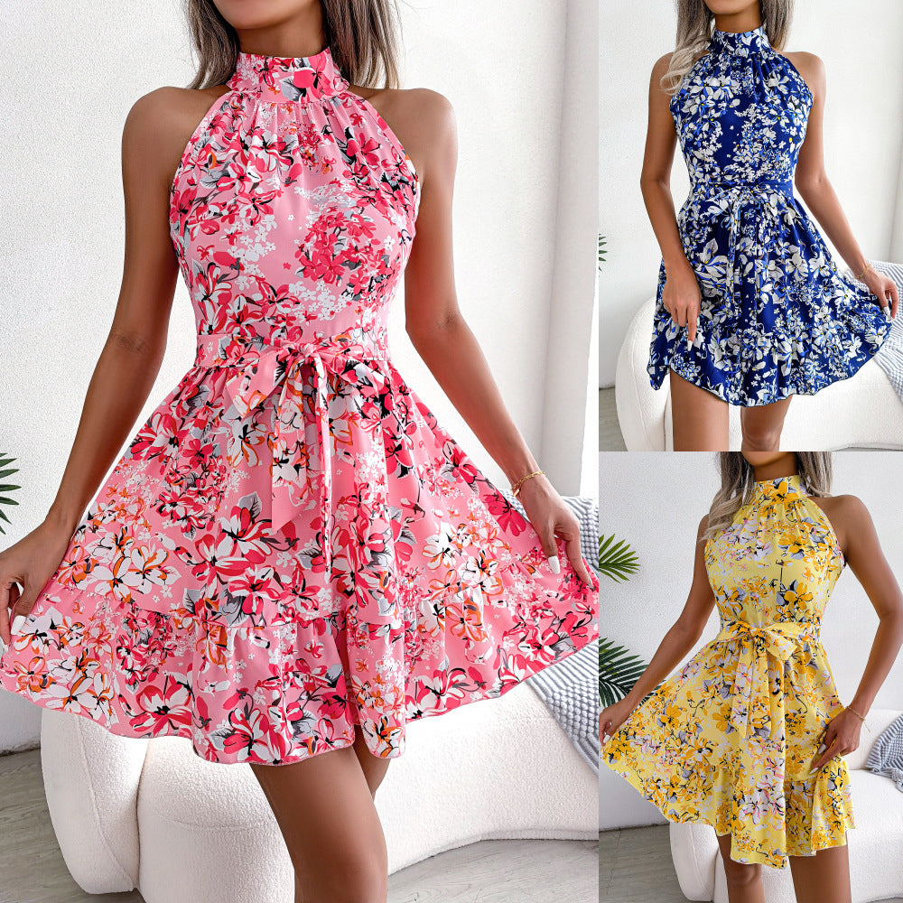 Damen Neckholder-Kleid Florales Design Norvielle - Norvielle