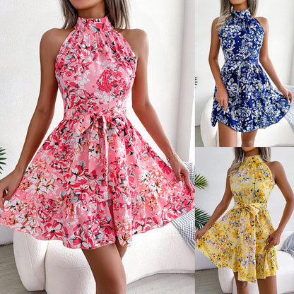 Damen Neckholder-Kleid Florales Design Norvielle - Norvielle