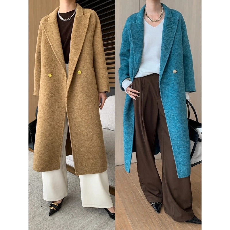 Damen Wollmantel Doppelter Knopfleiste Warm Elegante