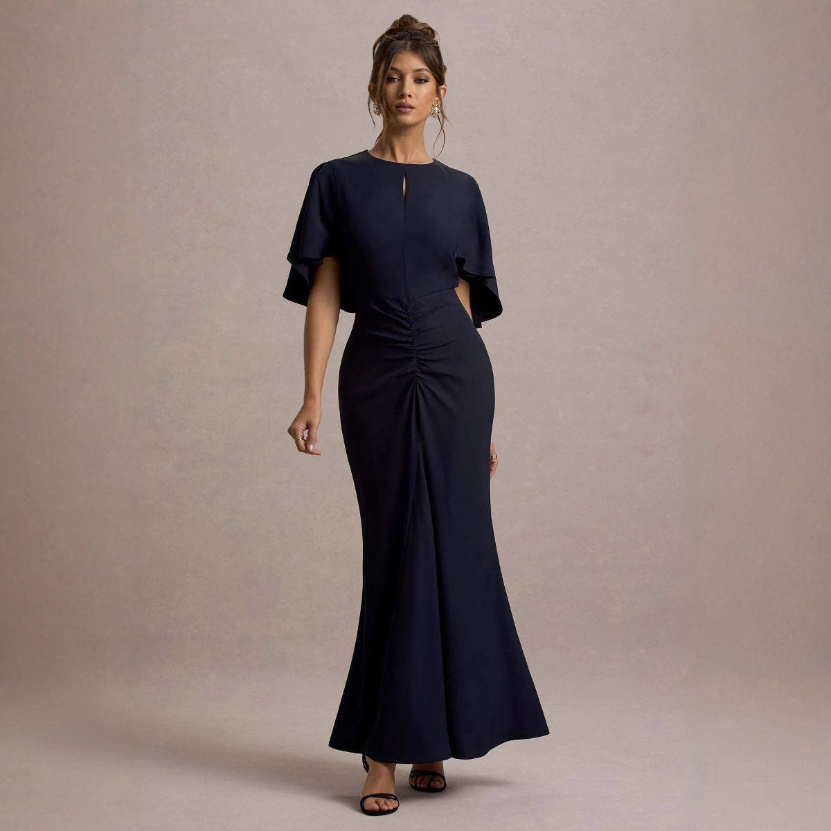 Damen Abendkleid Fließender Schnitt Kappenärmel Norvielle