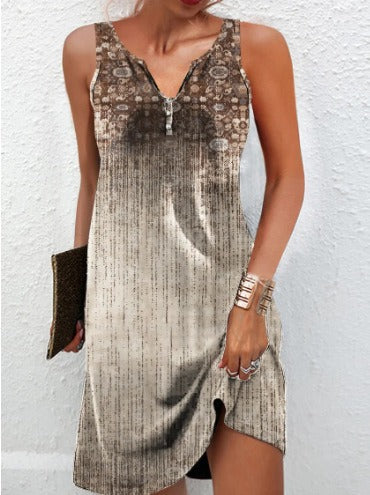Damen Sommerkleid V-Ausschnitt Asymmetrischer Saum Norvielle