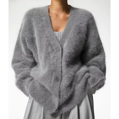 Damen Cardigan Oversized V-Ausschnitt Weich Norvielle