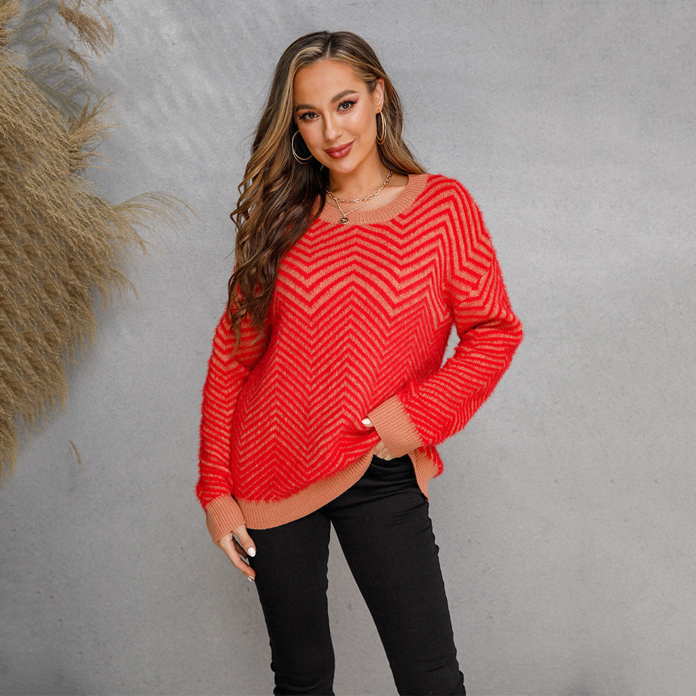 Damen Pullover Chevron Muster Norvielle