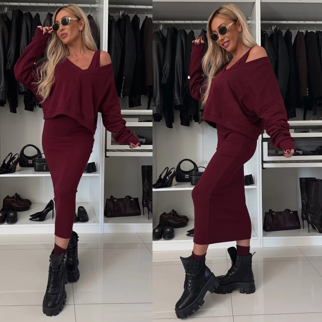 Damen Kleidungsset mit Oberteil und Rock Norvielle