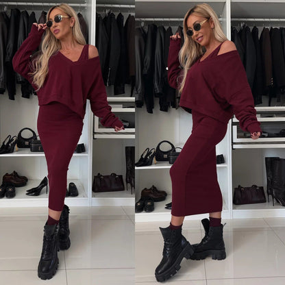Damen Kleidungsset mit Oberteil und Rock Norvielle