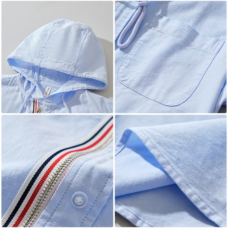 Linen Hoodie Kapuze Reißverschluss Beige
