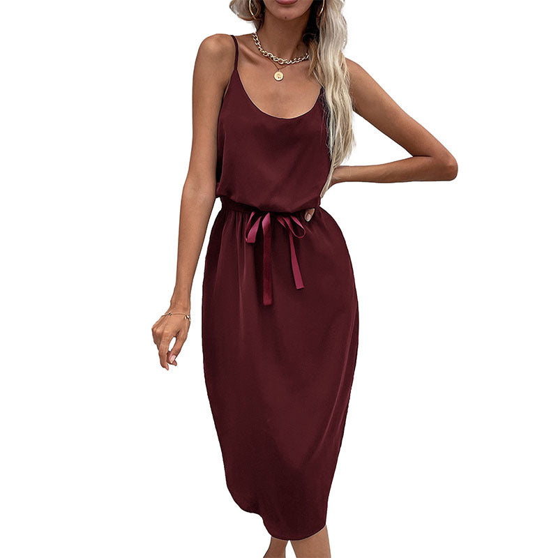 Damen Midikleid Taillenknoten Satinoptik Norvielle