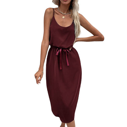 Damen Midikleid Taillenknoten Satinoptik Norvielle