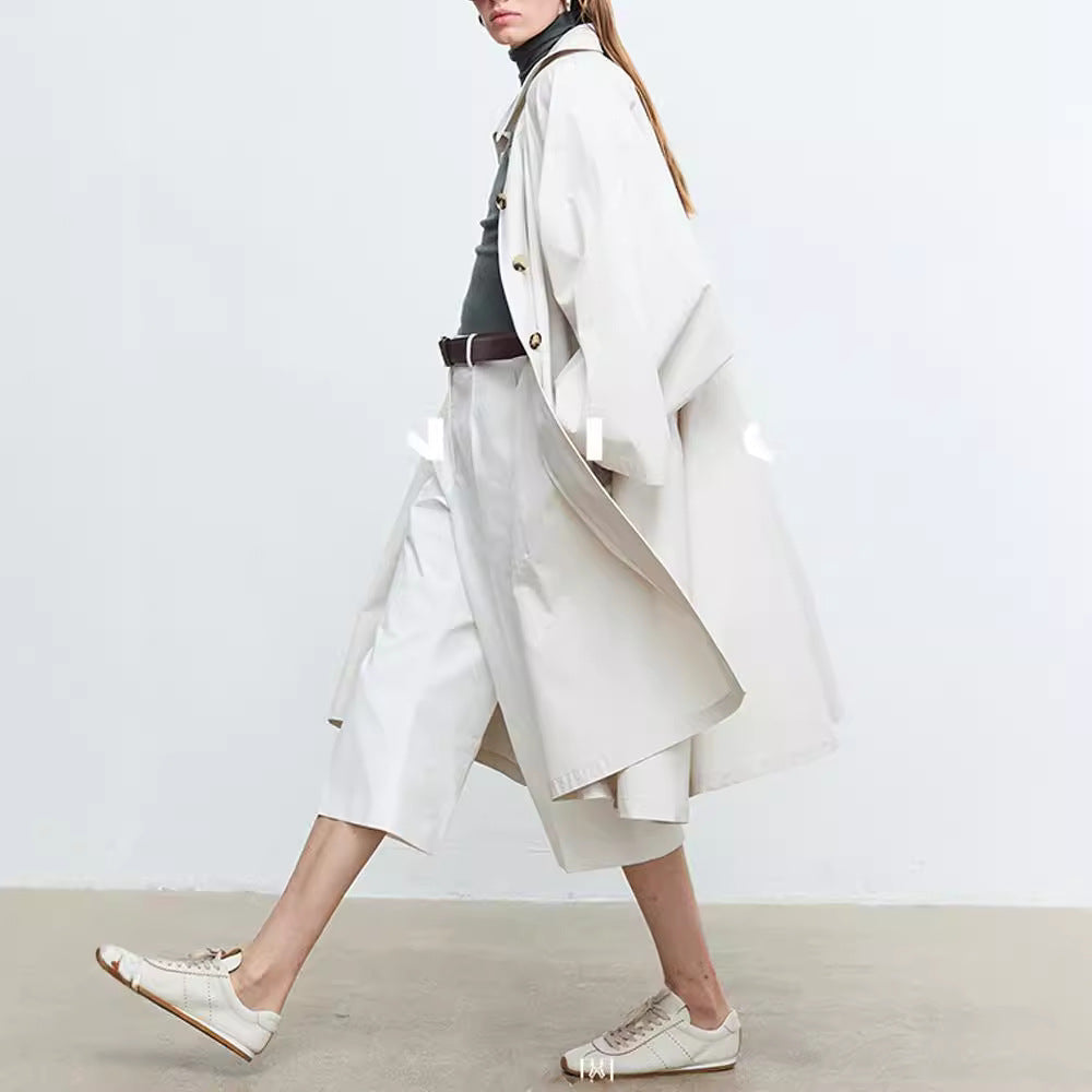 Damen Trenchcoat Lässig Übergroße Ärmel Beige