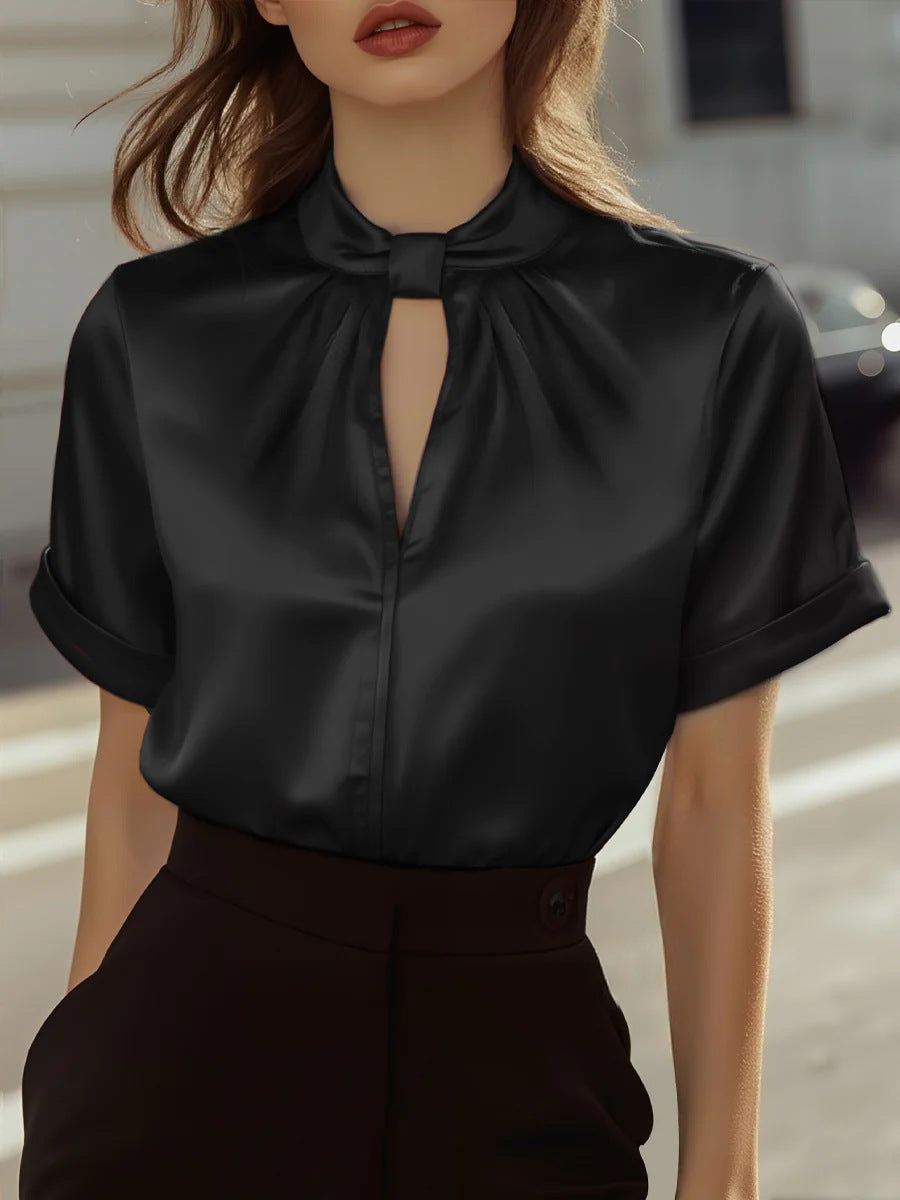 Damen Bluse Stehkragen Schimmernd Norvielle