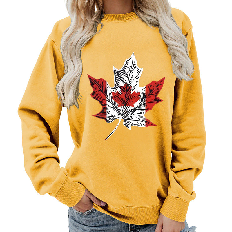 Damen Sweatshirt Ahornblatt-Motiv Gemütlich Norvielle